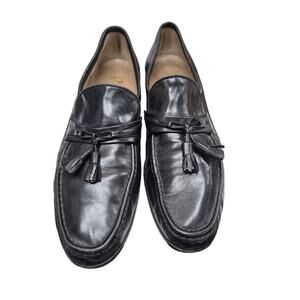 Vintage Mens Bally Tassel Loafers Black Leather Sz 11N Talbot Made in Italy